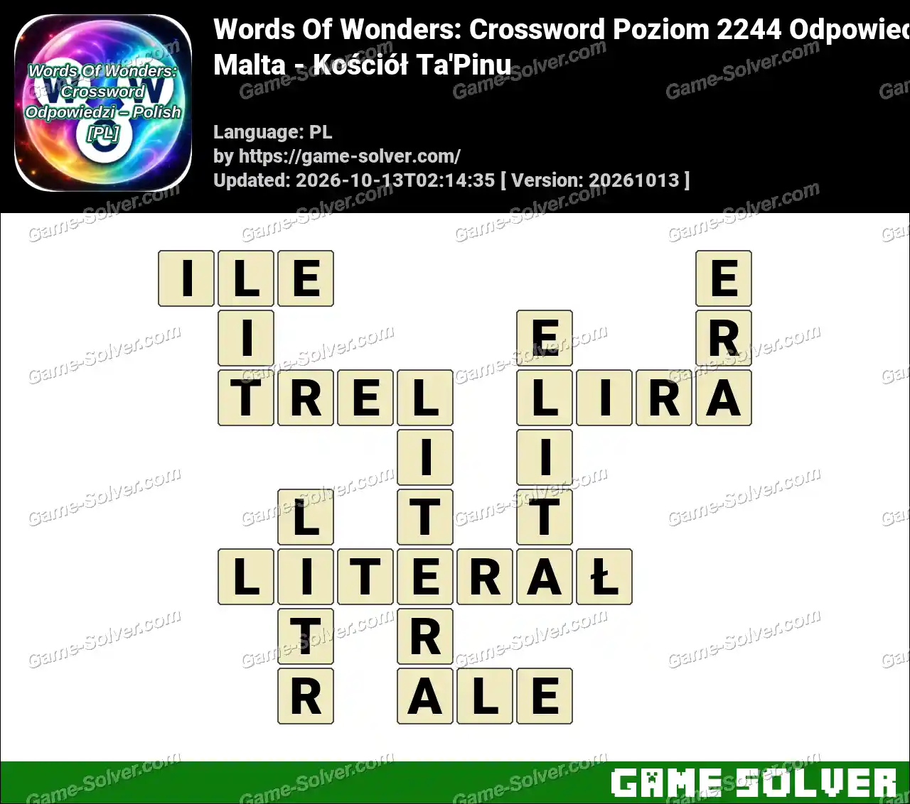 Words Of Wonders: Crossword Poziom 2244 Odpowiedzi – Malta – Kościół Ta’Pinu